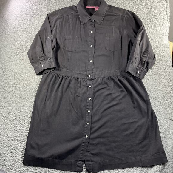 VINTAGE WOMEN WITHIN DRESS WOMENS 20W BLACK PEARL SNAP COTTAGE WESTERN CHORE - Picture 1 of 9